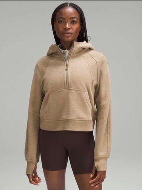 Like New lululemon Scuba Oversized Half-Zip Hoodie - Heathered Allspice Tan